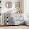6 Drawer Grey Dresser with Wide Top and Metal Base Storage Cabinet for Bedroom or Entryway